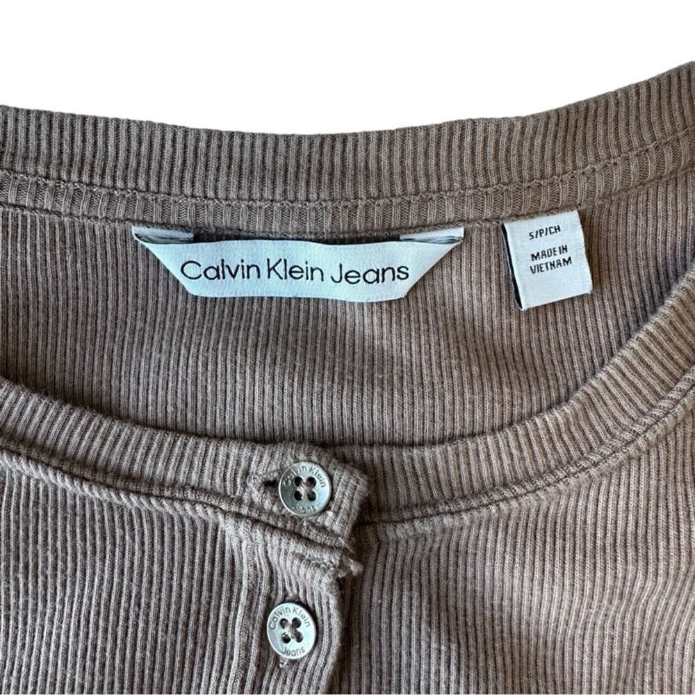 Calvin Klein Taupe Long Sleeve Dress 100% Cotton - Picture 8 of 16